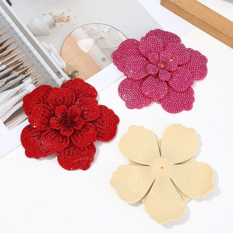 Sew On Rhinestone - 1개입 3D 카멜리아 라인스톤 꽃 패치