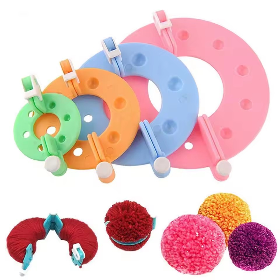 Pom Pom Maker Tool - 8개 4가지 사이즈 털실 공 만들기