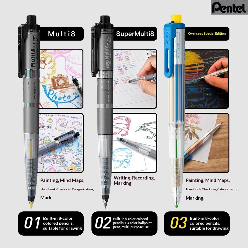 Pentel Pen Energel - 오리지널 일본 펜텔 아트 멀티 8색