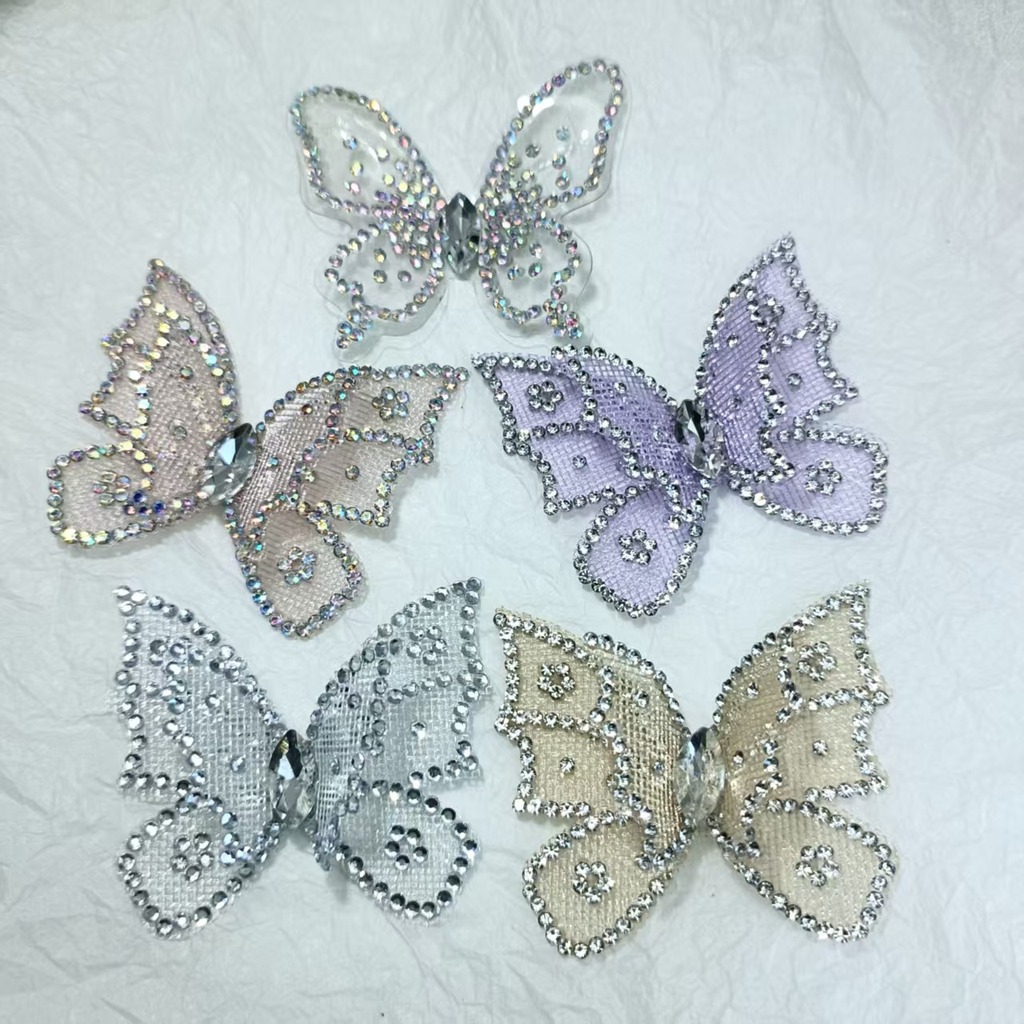 Sew On Rhinestone - 라인스톤 나비 레이스 아플리케 반짝이는 크리스탈