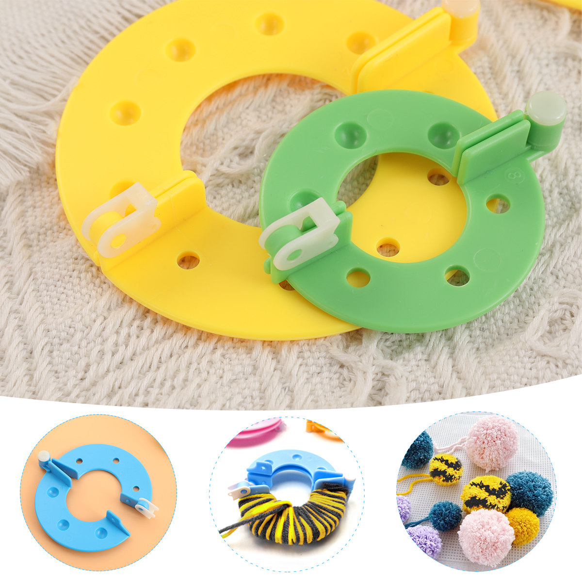 Pom Pom Maker Tool - 8개 세트 폼폼 제작 도구, 4가지