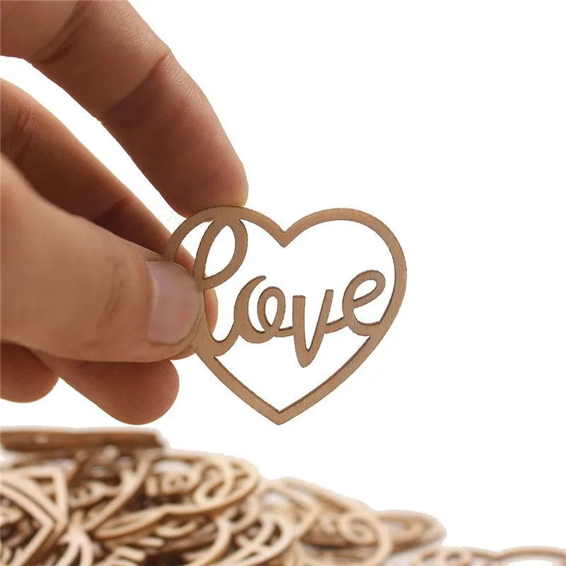 50pcs 하트 나무 장식품 하트 조각 장식 사랑 모양 - Craft Embellishment 리뷰 및 가격