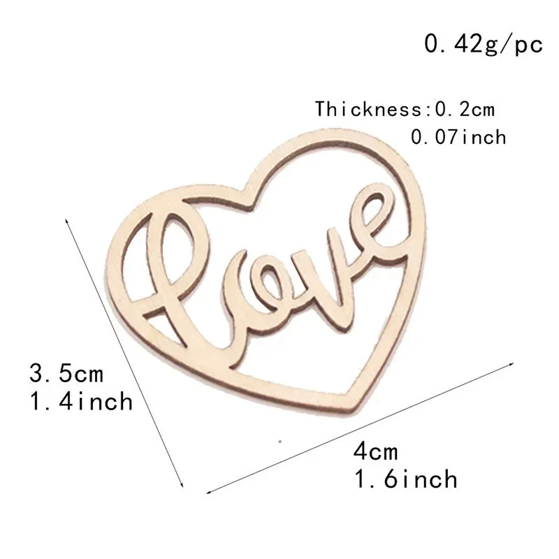 50pcs 하트 나무 장식품 하트 조각 장식 사랑 모양 - Craft Embellishment 리뷰 및 가격