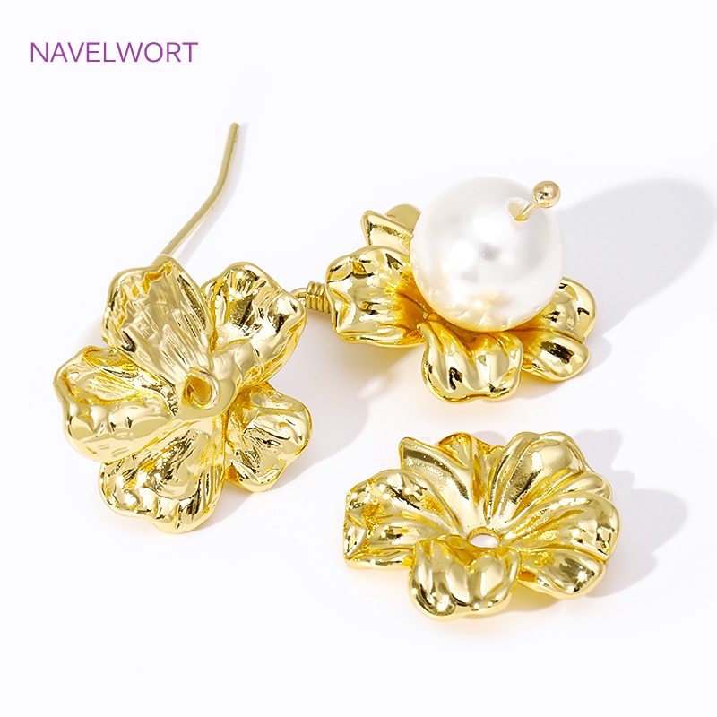 18K 금도금 대형 꽃 모양 비즈 캡, 보석 제작용,  - Embellishment Crafts 리뷰 및 가격